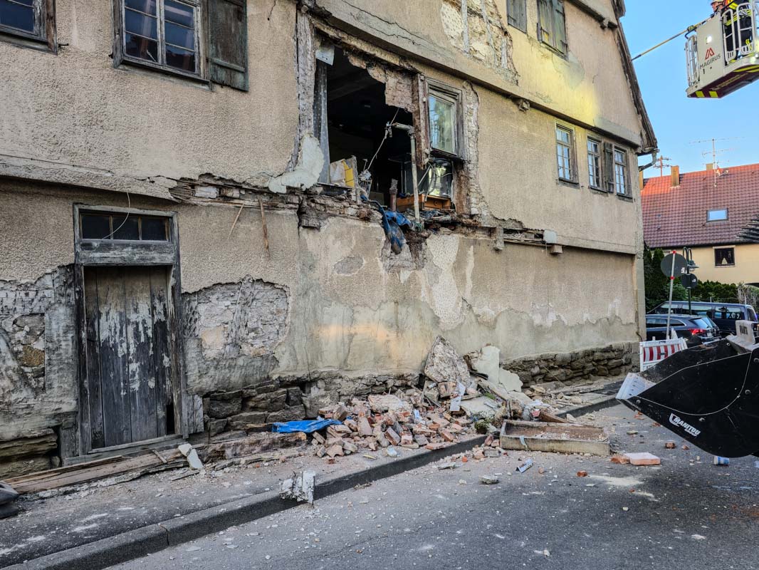 Herrenberg-Affstätt: Teileinsturz einer Mauer