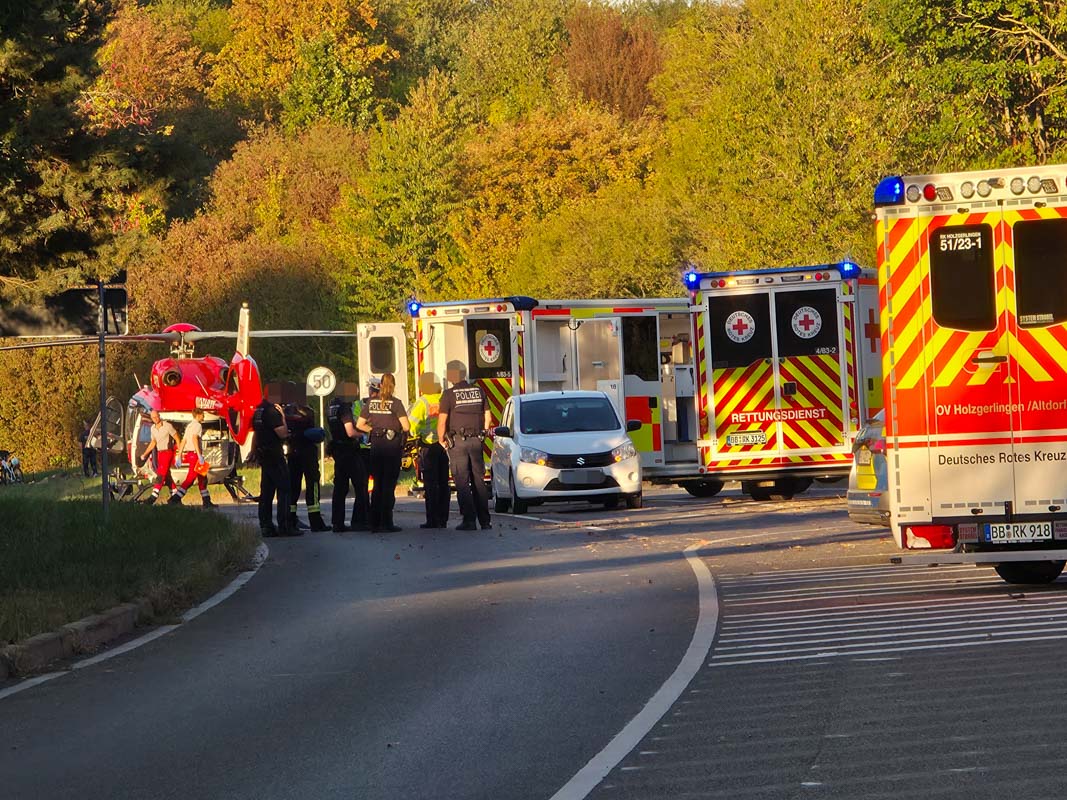 K1074, Holzgerlingen: Motorradunfall fordert zwei Schwerverletzte